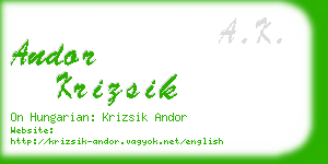 andor krizsik business card